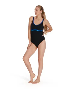 Speedo Contourluxe Printed Swimsuit (Sort/Blå/Aqua)